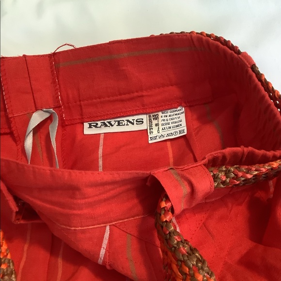 Vintage Tomato Red Pinstripe Linen Trousers - Picture 3 of 3